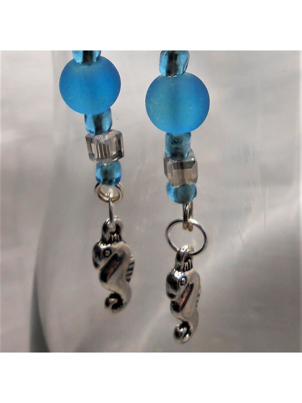 No 489 Handmade earrings with Tibetan silver seahorses charms